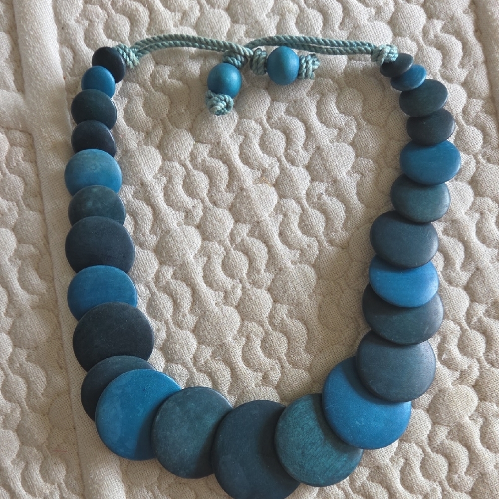 Blue Gradient Beaded Necklace Modern Minimalist Jewelry